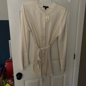 Cream belted blouse. Flared sleeves